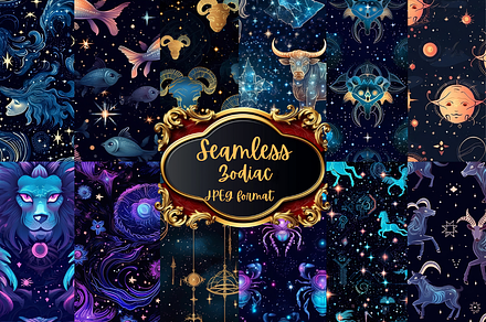 Zodiac Seamless Digital Paper, a Pattern Graphic by Agnesagraphic (ID 95)