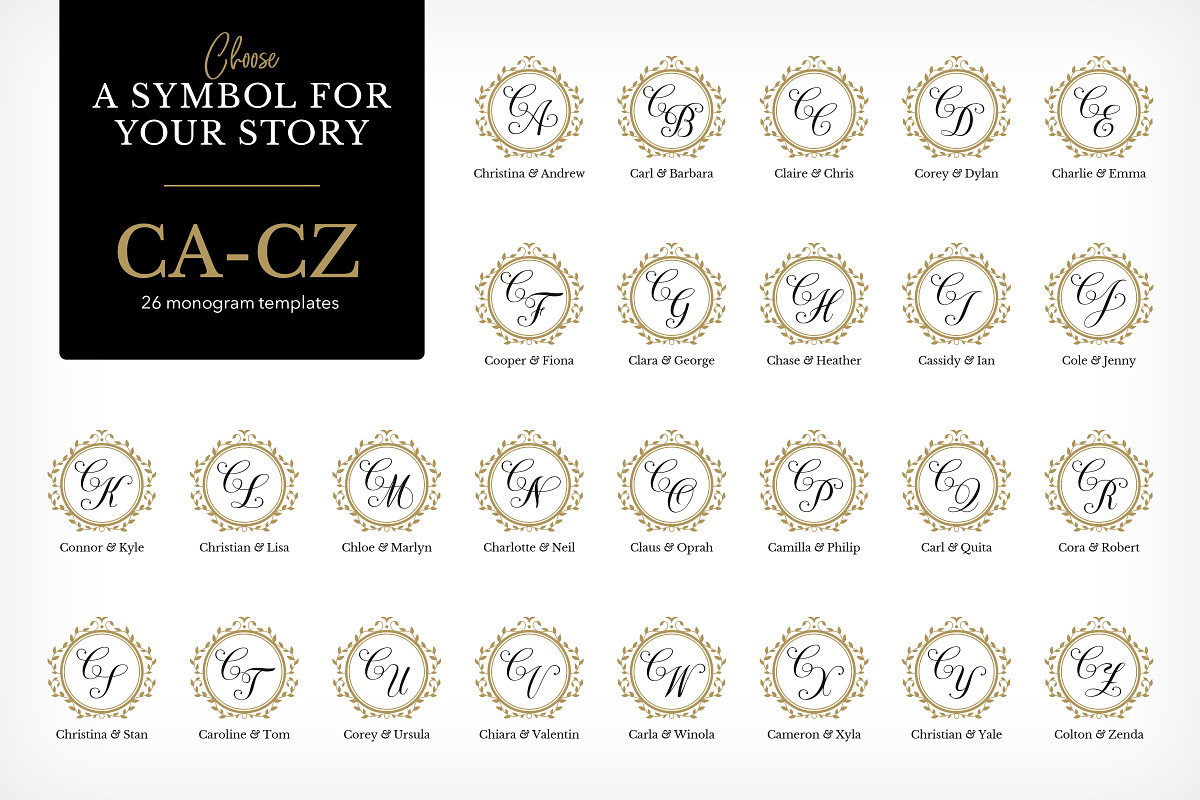 Wedding Monogram Set C, a Branding & Logo Template by Monogram World (Photo 3 of 8)