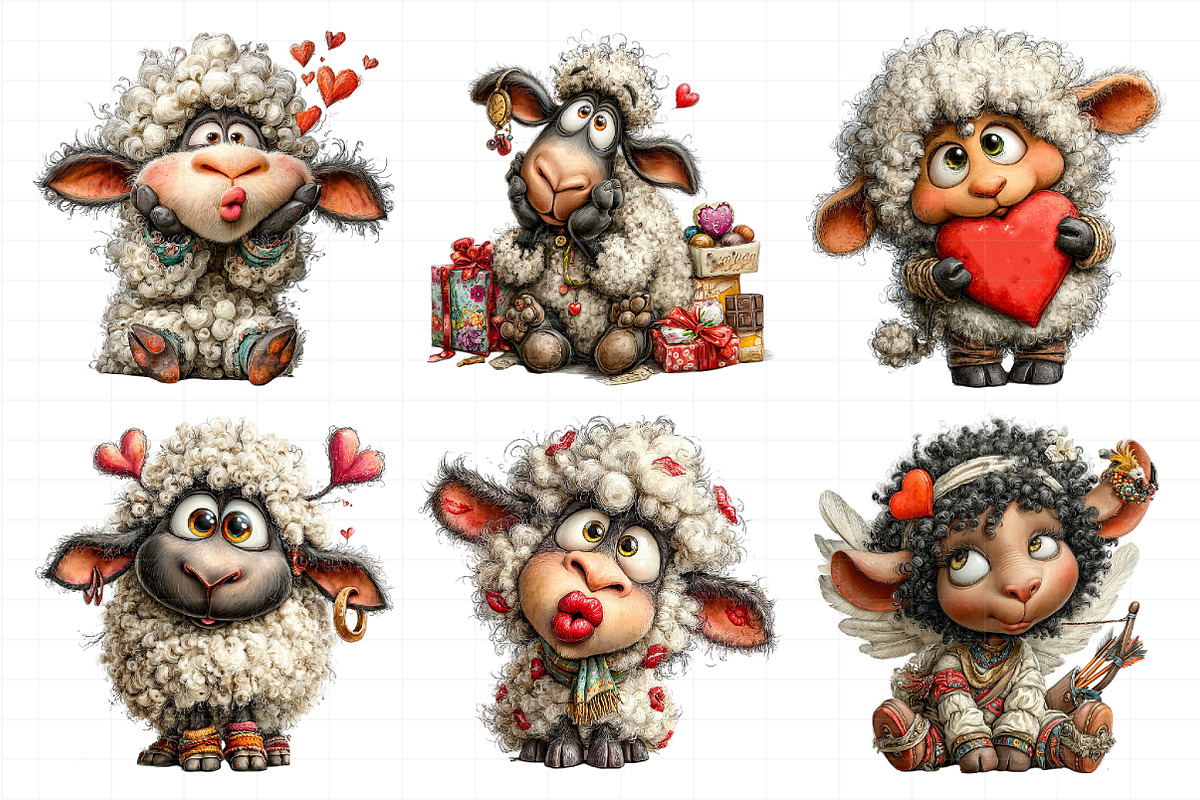 Funny Valentine Sheep Clipart, an Illustration by Daily.Designs (Photo 7 of 7)