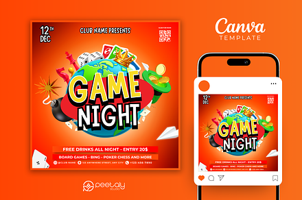 Game Night Flyer Canva Template