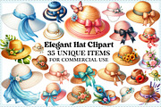 Elegant Hat Clipart for Summer, an Illustration by Craft Nest (Thumbnail 1 of 6)
