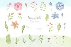 Happy Easter. Watercolor Clipart.