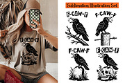 F-CAW-F Crow Sublimation PNG Set, an Animal Illustration by Heather Green Designs (Thumbnail 1 of 5)