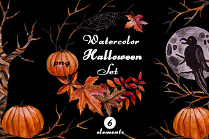 Watercolor Halloween Set