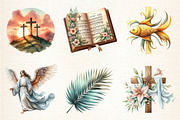 Watercolor Christian Easter Clipart, a Seasonal Illustration by DreamArtGraphic (Thumbnail 2 of 4)