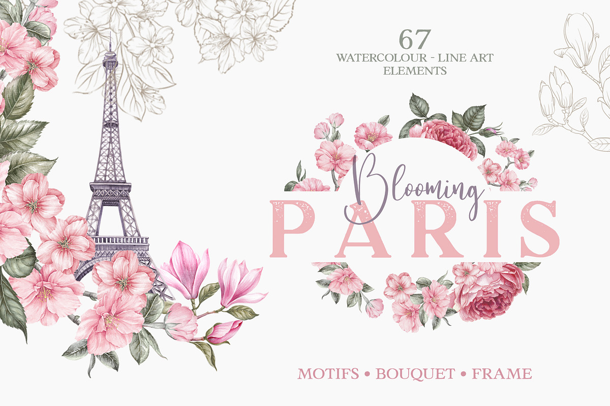 Blooming Paris. Motifs,Frame,pattern, an Illustration by Kotkoa (Photo 21 of 21)