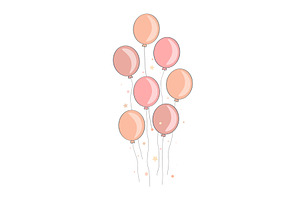 Pastel pink balloons bunch vector, an Object Illustration by Toltemara