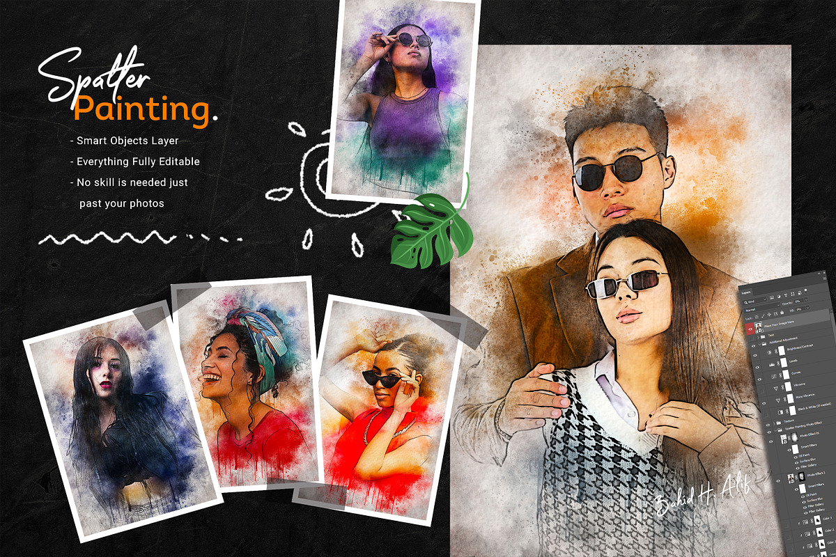 Spatter Painting Photo Effect Mockup, a Brushes & More by zahidhossainalif (Photo 2 of 17)