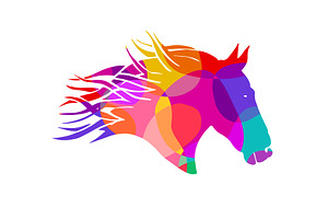 Object: colored horse head. Hand, an Animal Illustration by Nenahliadava Design
