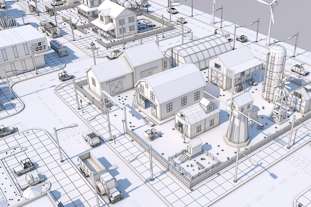 Low Poly City Town Pack, an Architecture 3D Model by multimedia4ds (Photo 18 of 41)