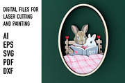 Reading Bunnies Layered Laser File, an Object Graphic by HelloWood (Thumbnail 4 of 5)