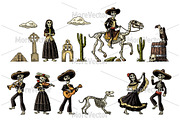 Dia de los Muertos skeleton  Mexico, an Illustration by MoreVector (Thumbnail 1 of 2)