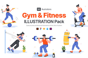 Gym and Fitness Mini Illustrations, a Person Illustration by Vectors Market