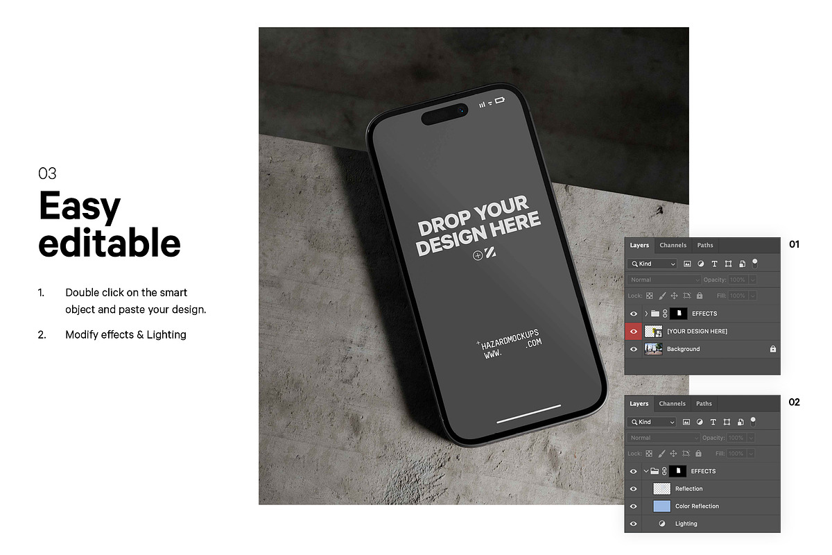 Concrete iPhone 14 Mockup, an iPhone Mockup by HAZARD MOCKUPS (Photo 3 of 8)