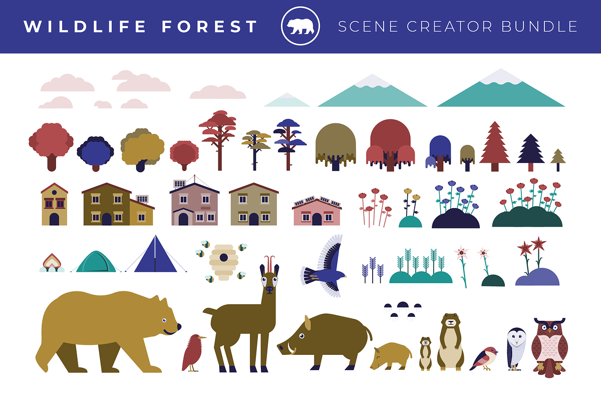Forest Wildlife Scene Creator Pack, an Animal Illustration by ToonPlanet Vector Assets (Photo 4 of 13)