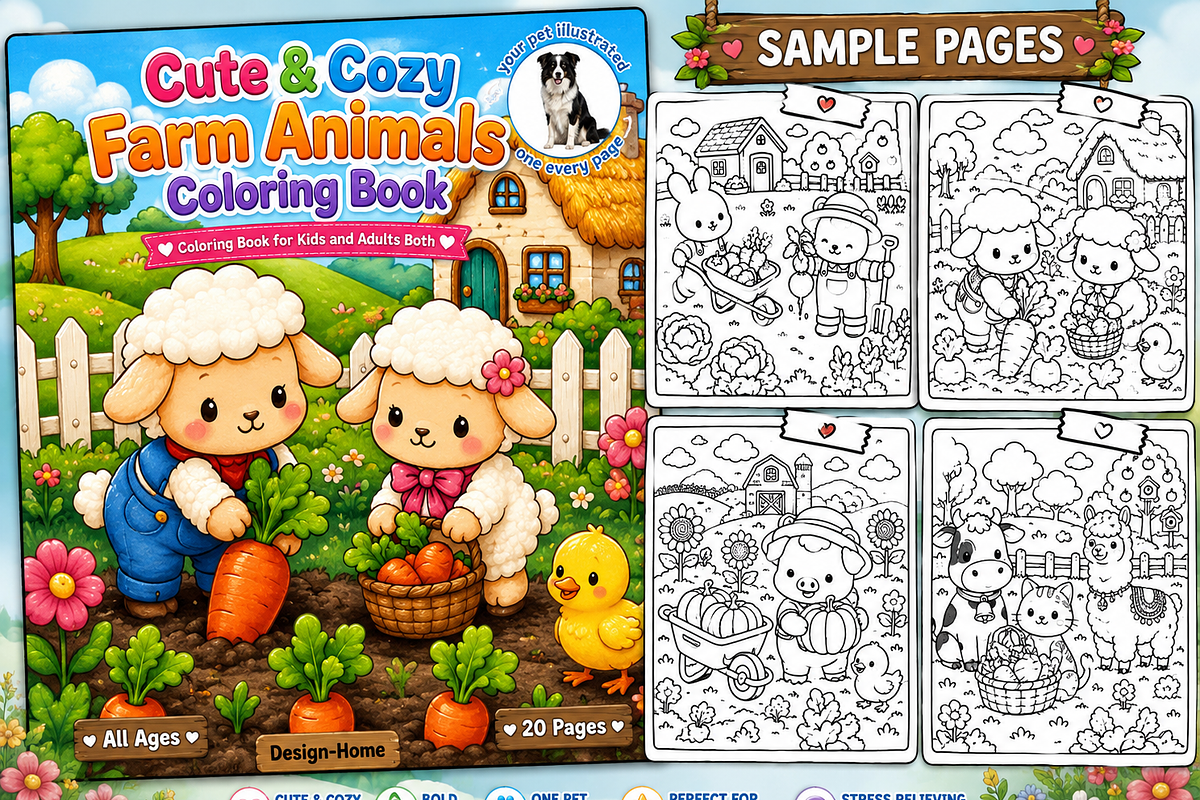 Cute & Cozy Farm Animals Color Book, a Person Illustration by Design Home (Photo 3 of 5)