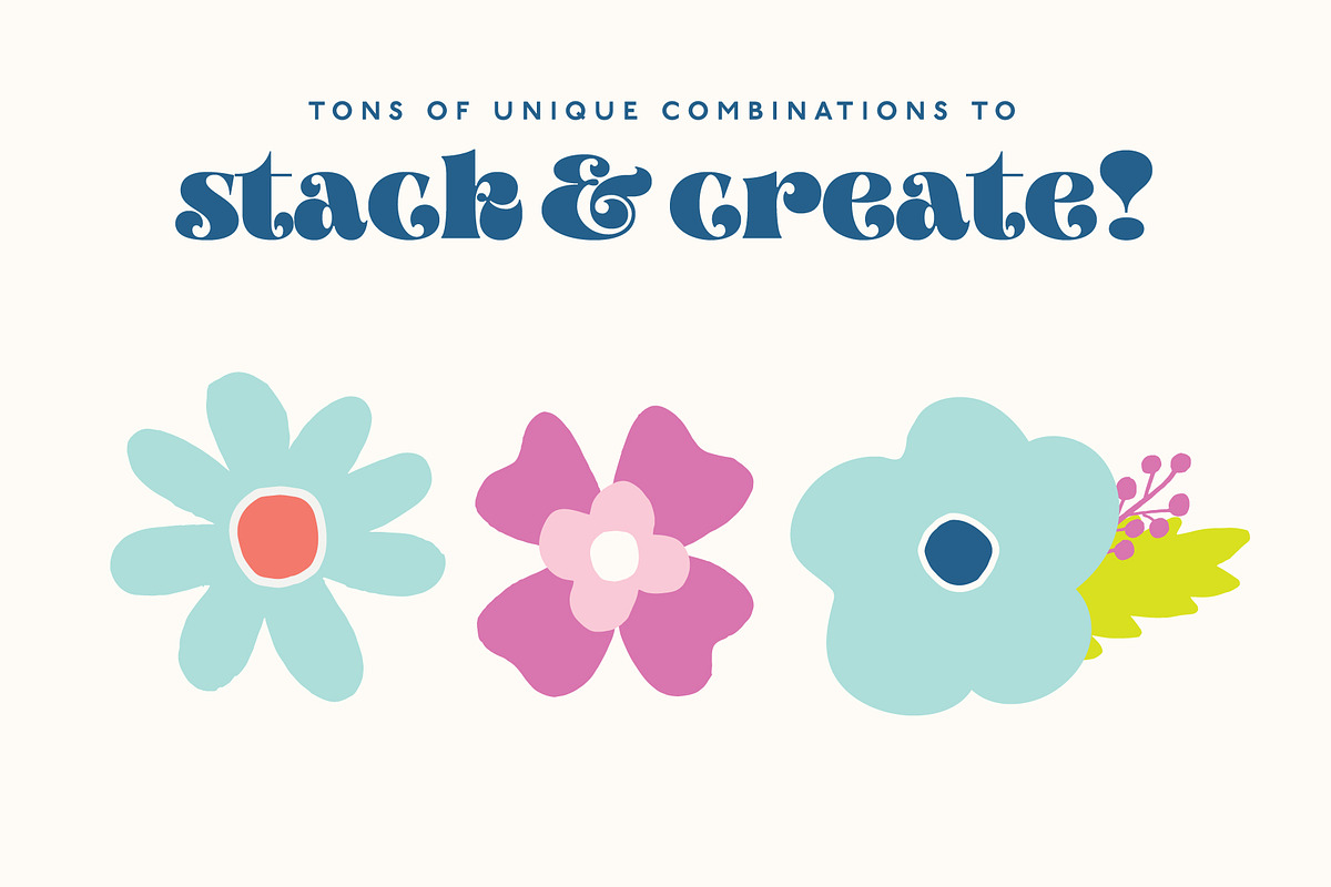 Retro Funky Vector Flower Set, an Object Graphic by Ashley DeMeyere (Photo 4 of 5)
