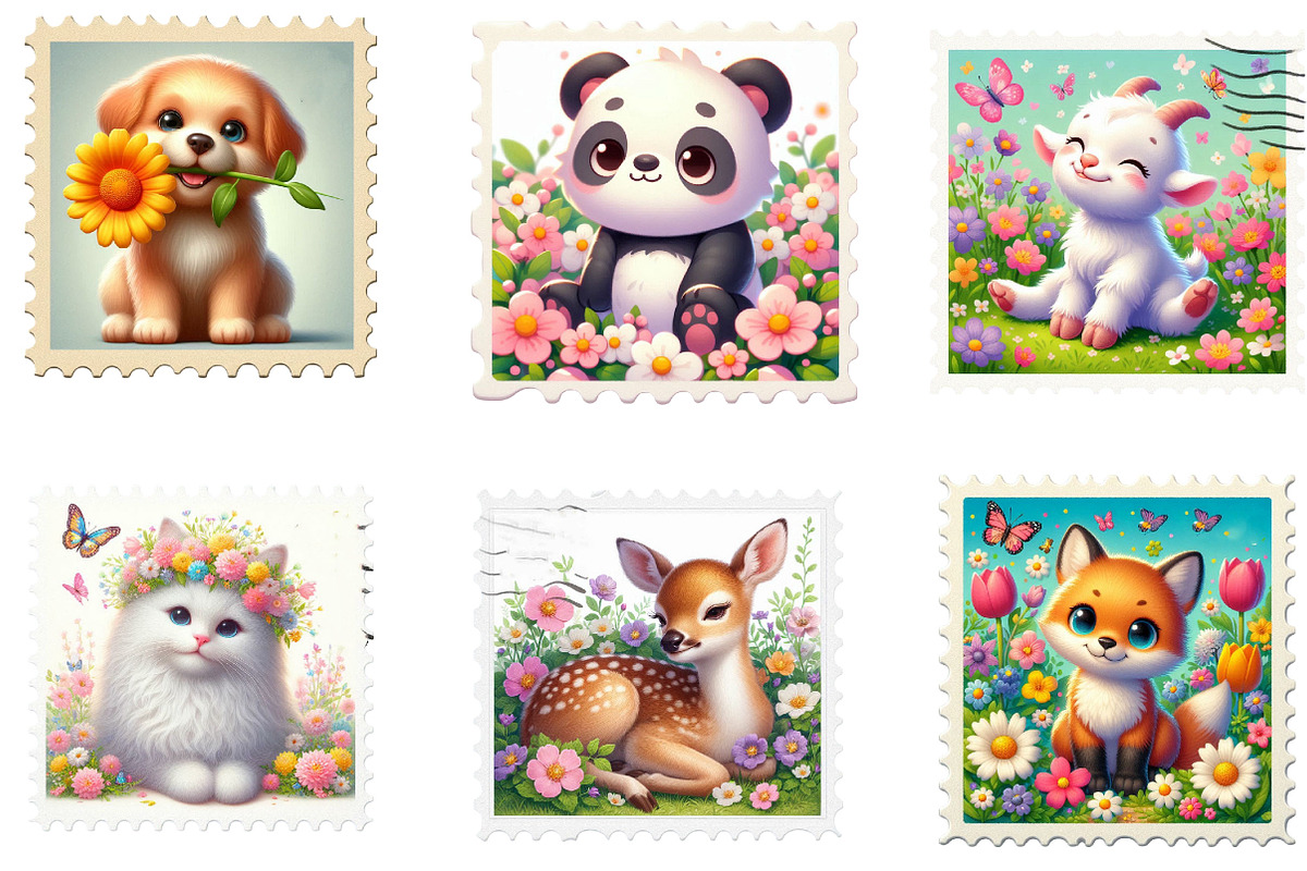 Spring Animal Postage Stamp Clipart, an Illustration by Designking (Photo 2 of 5)