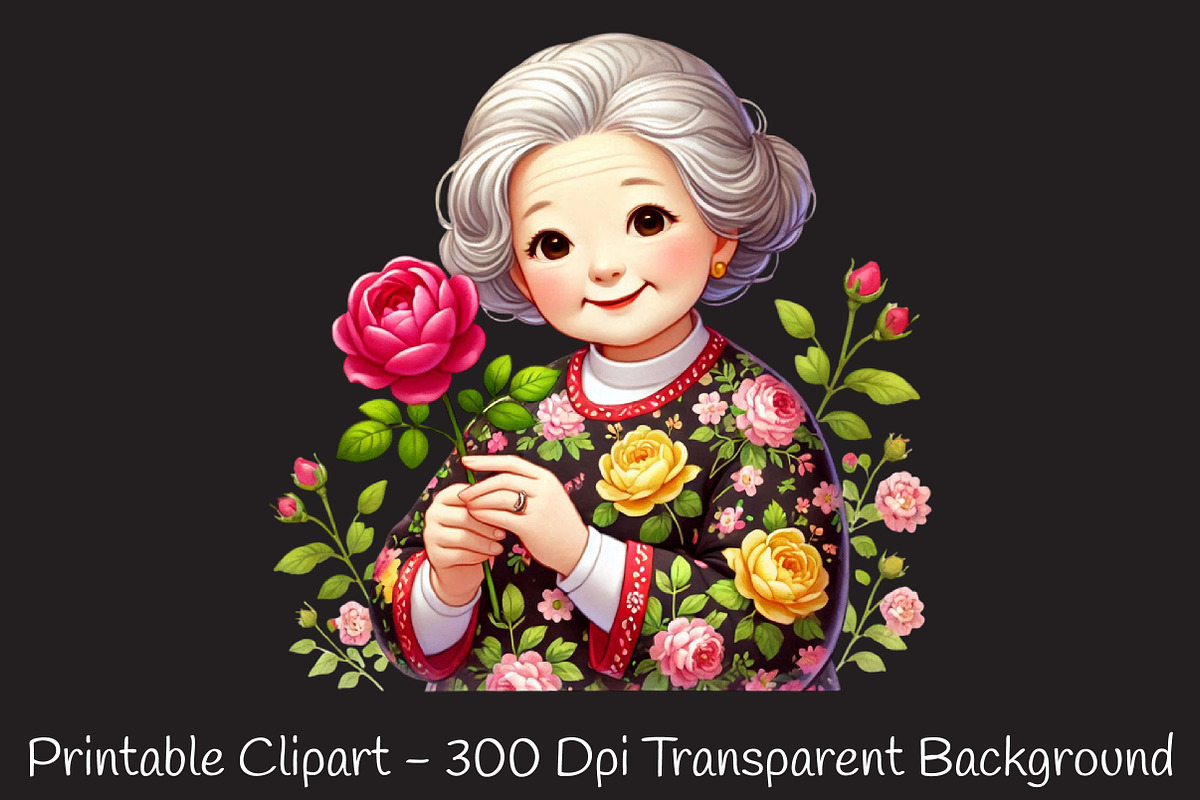 Spring Funny Grandma Clipart, an Illustration by RobertsArt (Photo 2 of 7)