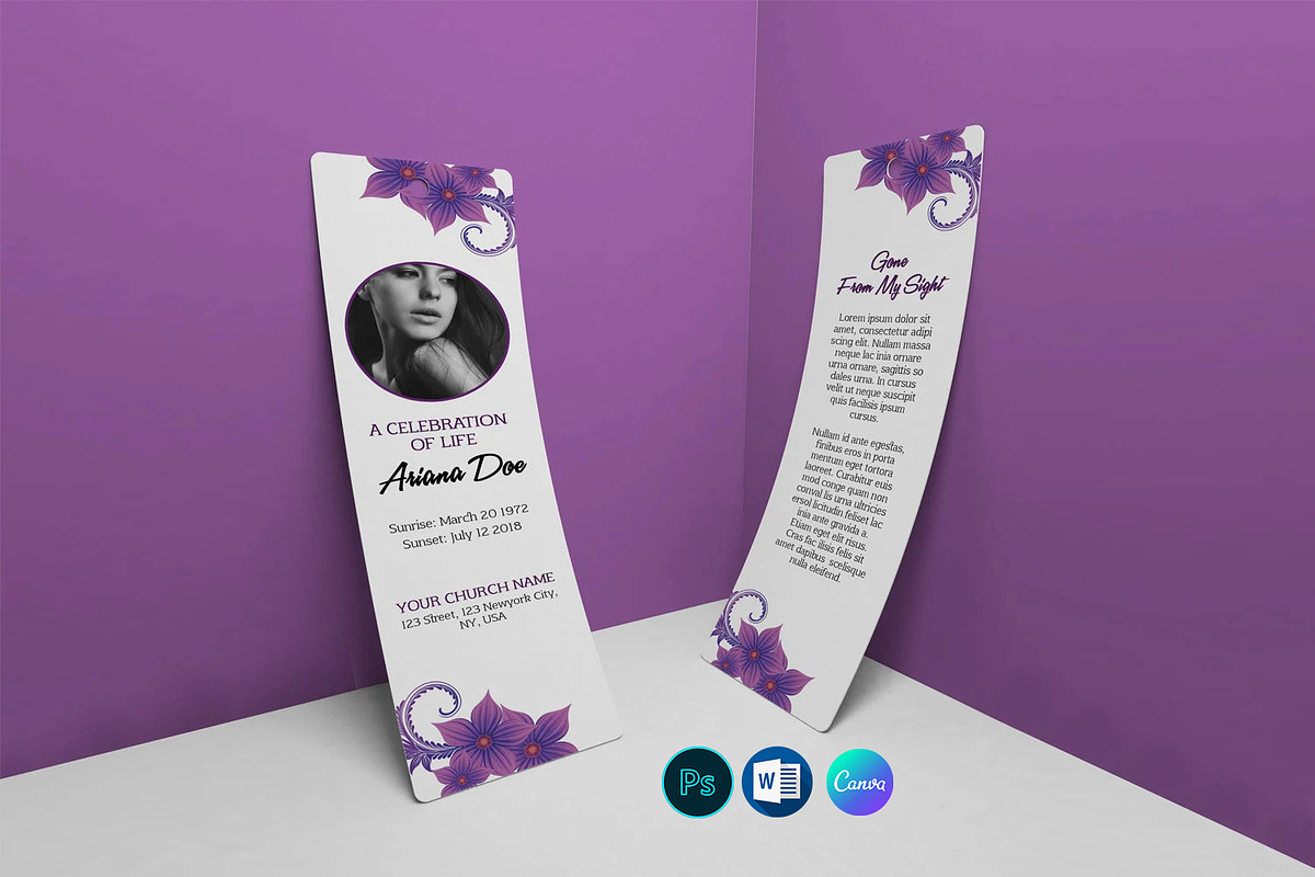 Funeral Bookmark Template, a Card Template by Template Shop (Photo 1 of 3)