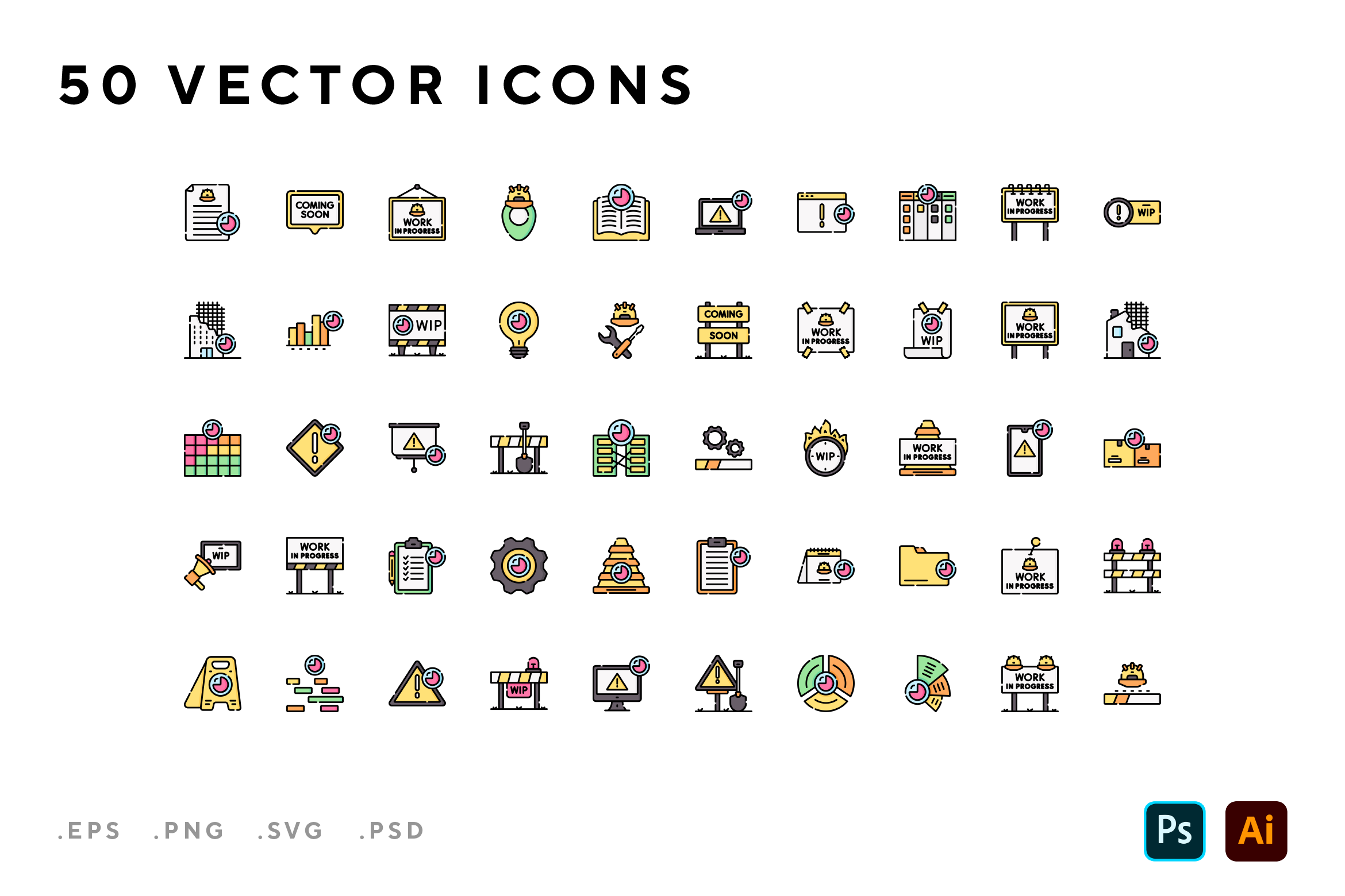 Work in progress icons, an Outline Icon by Wencory