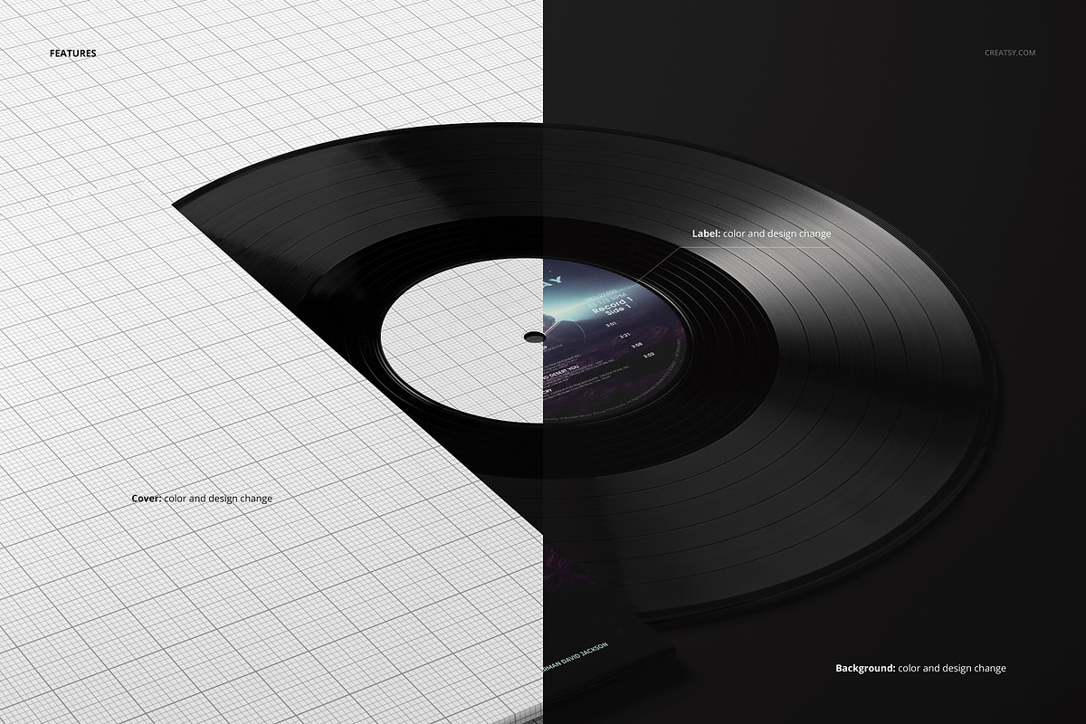 Black Vinyl Record in Cover Mockup, a Product Mockup by creatsy5 (Photo 2 of 5)