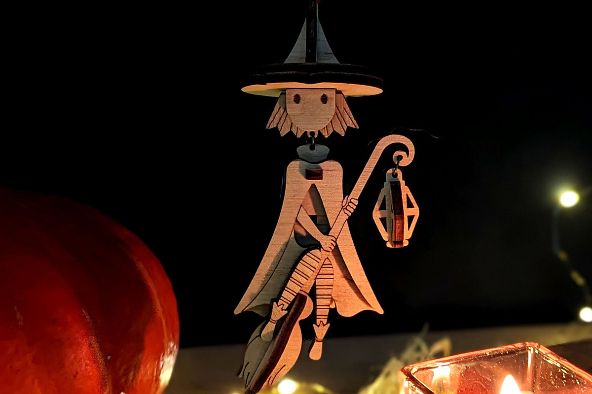 Halloween Witch Ornament - Laser Cut, an Object Graphic by VectorPainter (Photo 9 of 19)