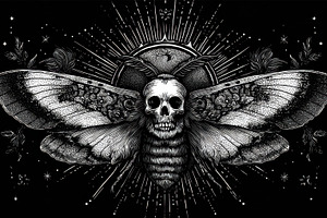 Skull moth on black bg, a Photo by Beautiful things