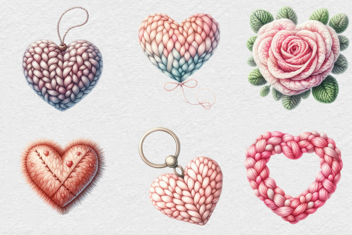 Valentine Faux Yarn Crochet Clipart, an Illustration by DreamCafeArt (Photo 6 of 7)