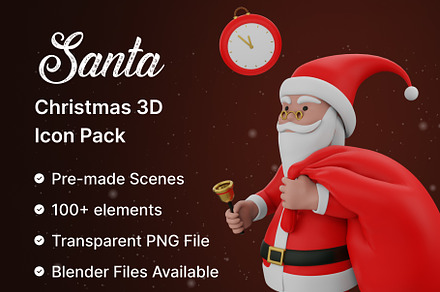Santa – Christmas 3D Models, an Object 3D Model by Iqonic Design