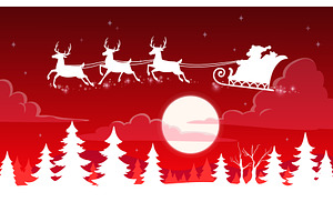 Christmas Santa Sleigh On Sky