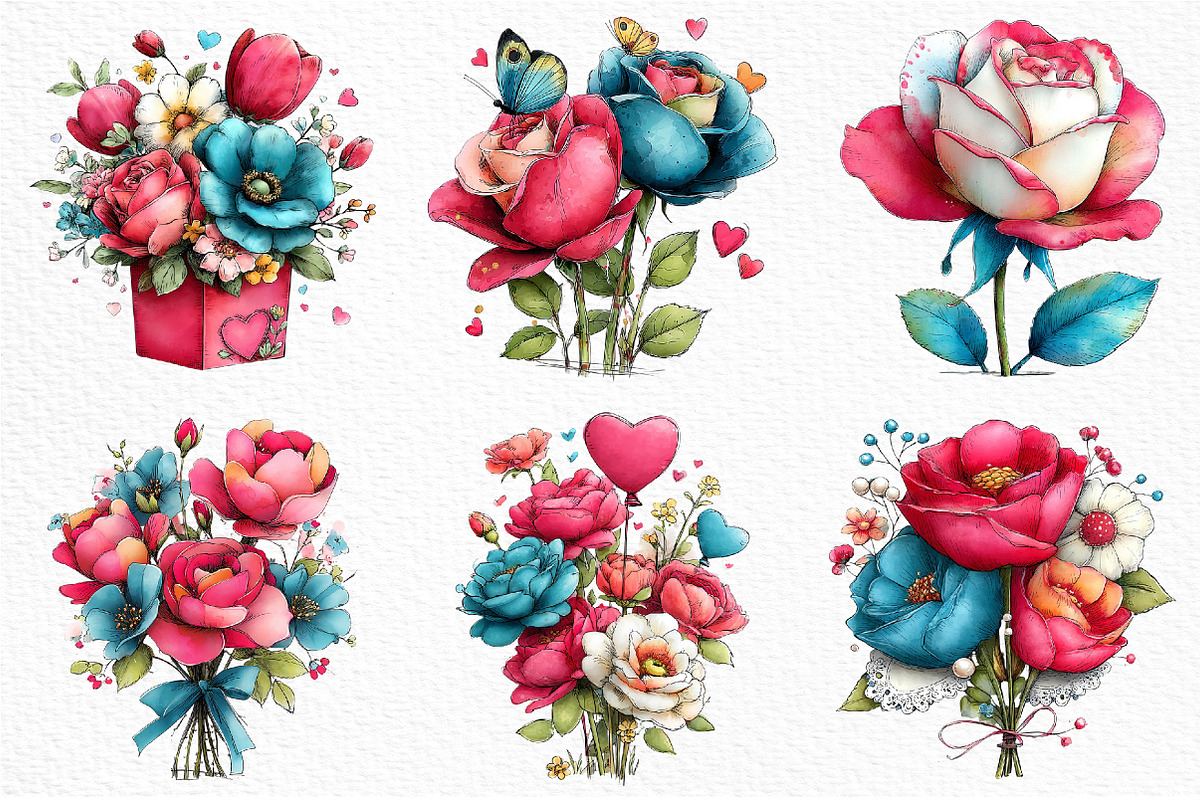 Romantic Roses Valentine's Day Png, an Illustration by Craft Nest (Photo 4 of 11)