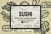 55 Sushi Doodles Procreate Stamps, a Brushes & More by HalieKStudio (Thumbnail 1 of 9)