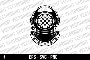 Retro style diver helmet, an Object Graphic by Vectorhight