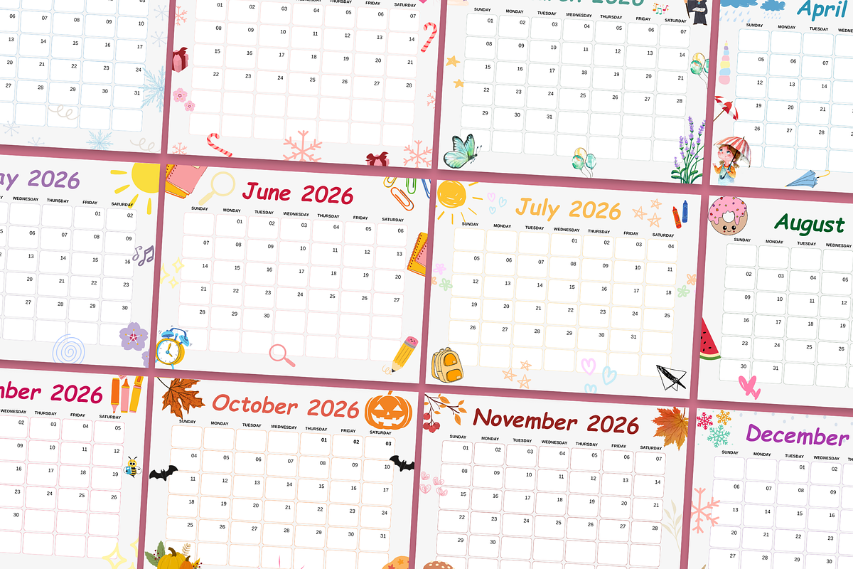 2026 Canva Kids Calendar Template, a Card Template by Snapybiz (Photo 3 of 10)