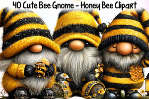 Cute Bee Gnome - Honey Bee Clipart, an Illustration by Sublimation Artist
