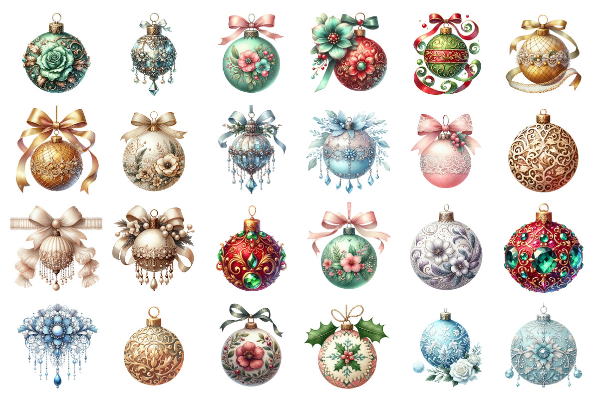 Victorian Christmas balls clipart, an Illustration by SinaCreation (Photo 2 of 7)