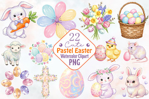 Cute Pastel Easter Clipart, a Seasonal Illustration by RobertsArt