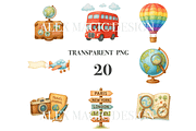 Travel Clipart Set, a Decorative Illustration by Pati Charm Studio (Thumbnail 3 of 8)