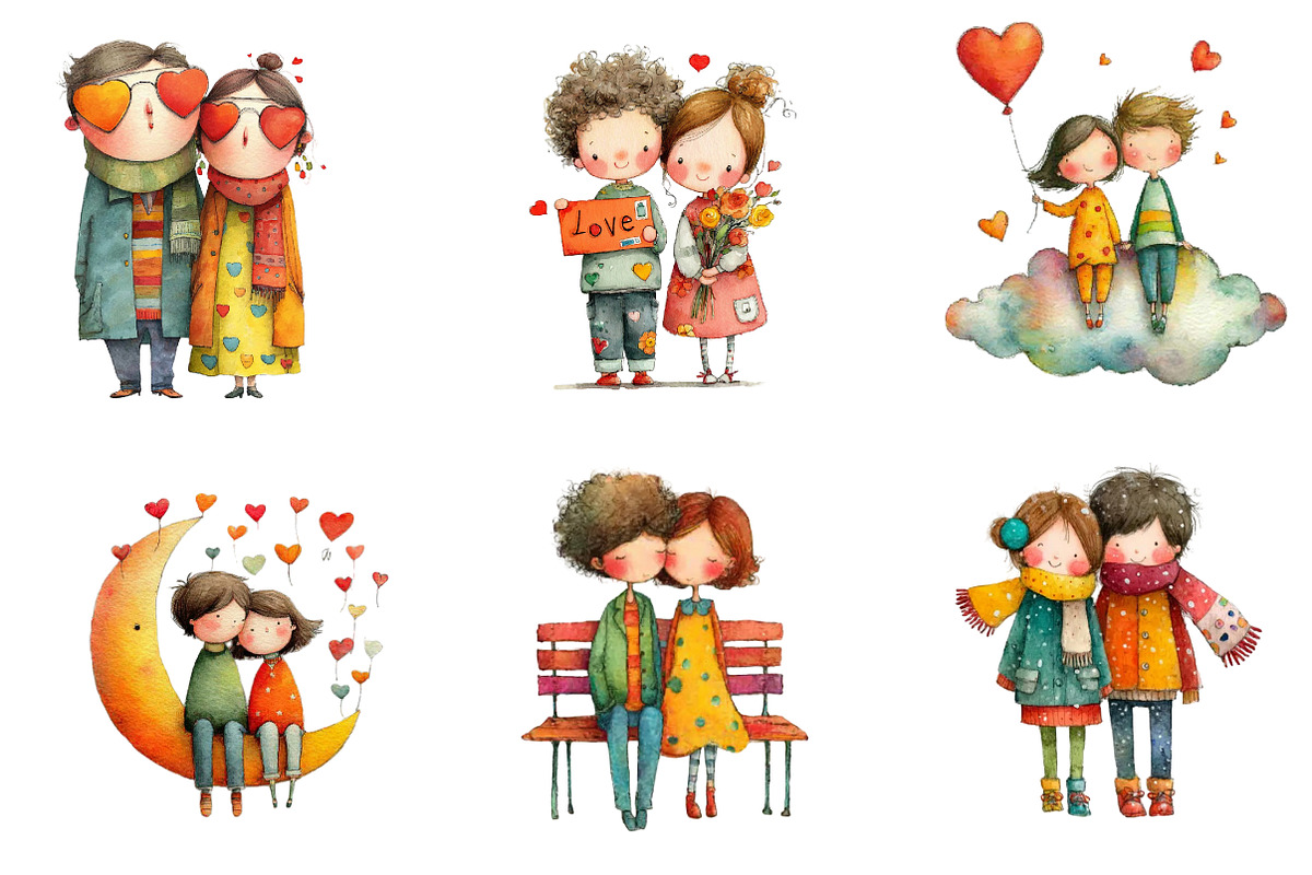 Dreamy Sweetheart Valentine Clipart, an Illustration by CreationArt (Photo 5 of 5)