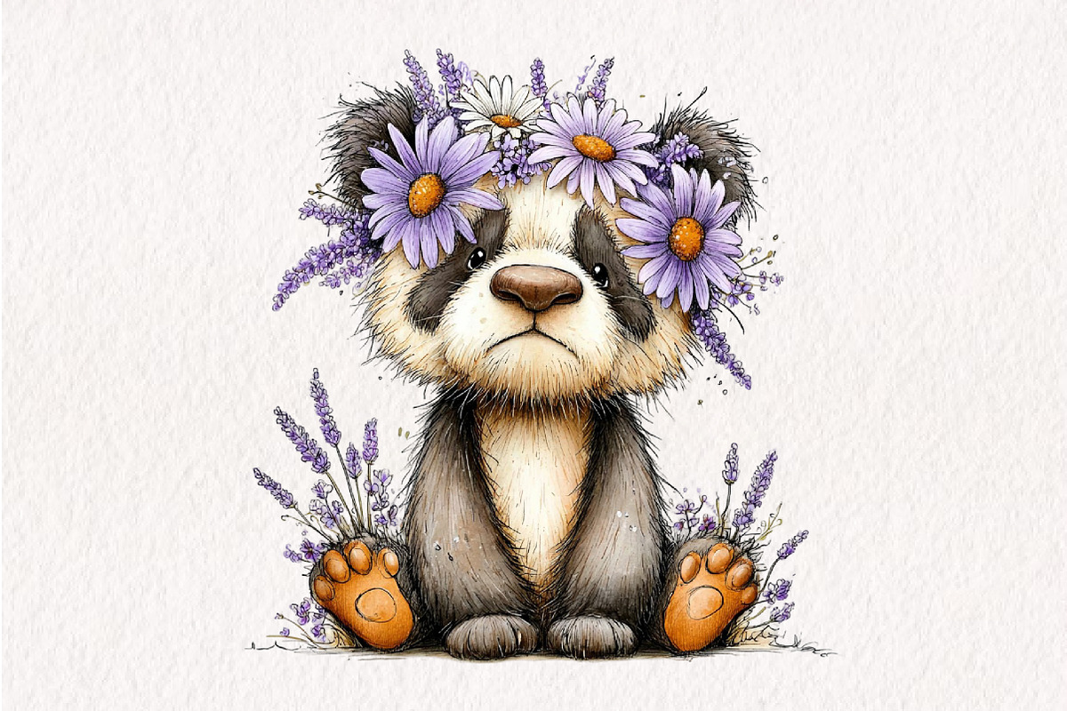 Whimsical Spring Panda Clipart, an Illustration by CreationArt (Photo 13 of 13)