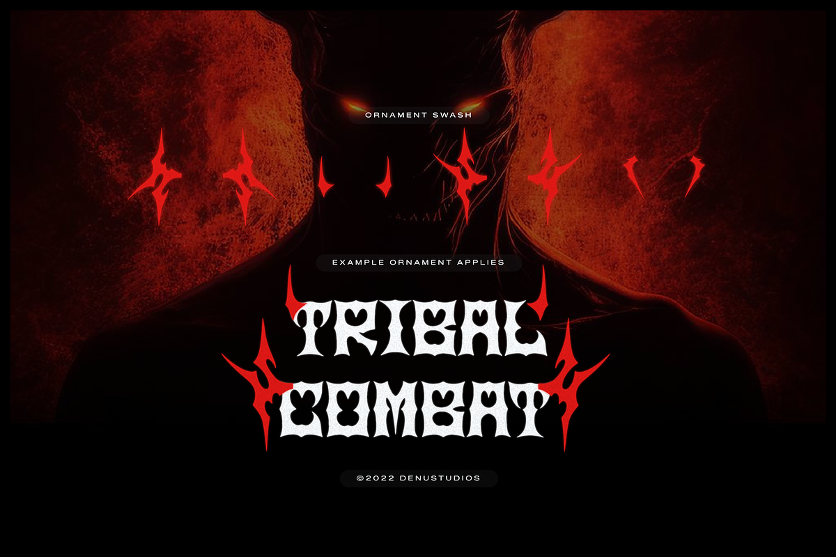 Tribal Combat | Death Metal Typeface, a Blackletter Font by Denustudios (Photo 11 of 12)