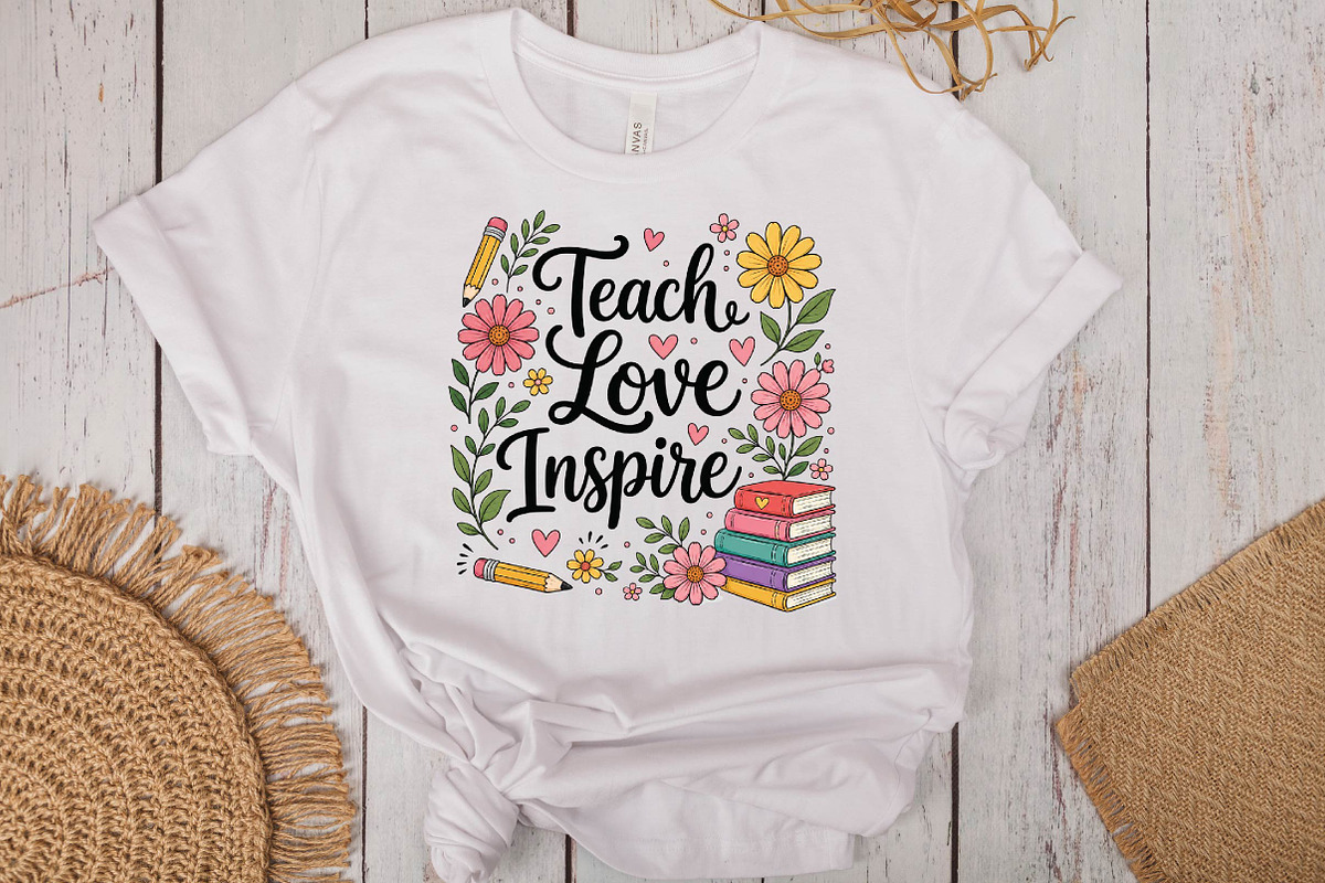 Floral Teacher Sublimation Design, a Seasonal Illustration by DreamPrint404 (Photo 4 of 6)