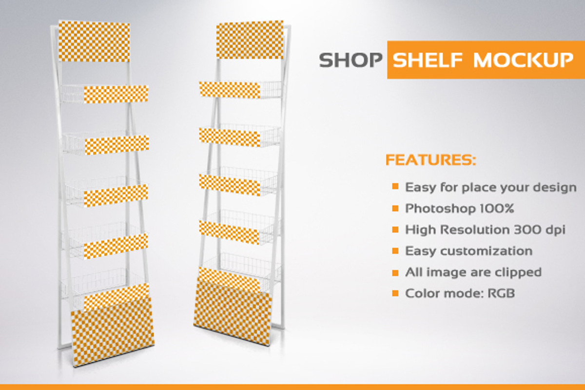 Shop Shelf Mockup PSD, a Merchandise Mockup by Plus Media (Photo 1 of 2)