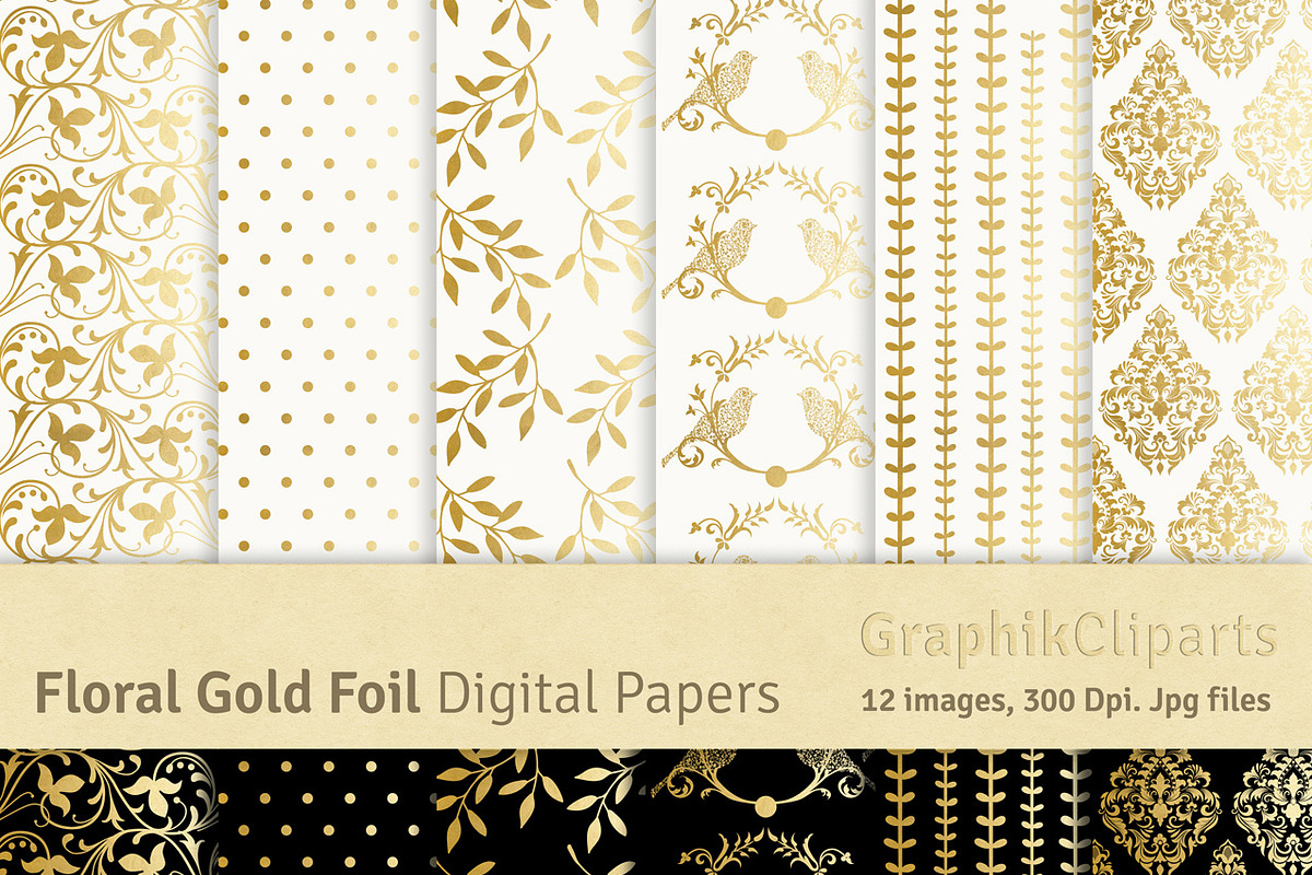 Gold Foil Floral Ornamental, a Texture Graphic by Chus Moreno Studio (Photo 1 of 4)