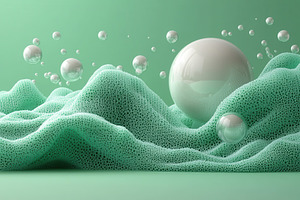 Soft mint texture with bubbles creat, a Photo by Tanuart