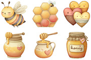 Honey Bee Watercolor Cliparts, an Illustration by Sublimation Artist (Thumbnail 3 of 7)