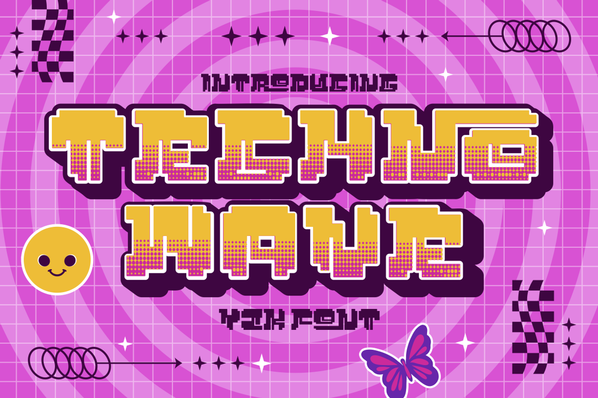 Techno Wave - Y2k Style Font, a Font by PutraCetol Studio (Photo 1 of 11)