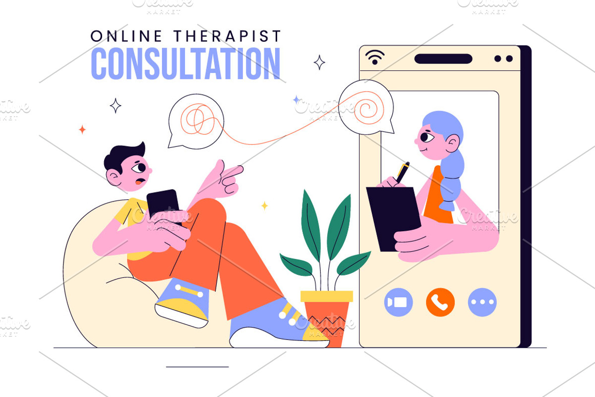 10 Online Therapist Consultation, a Healthcare Illustration by denayunebgt (Photo 4 of 4)