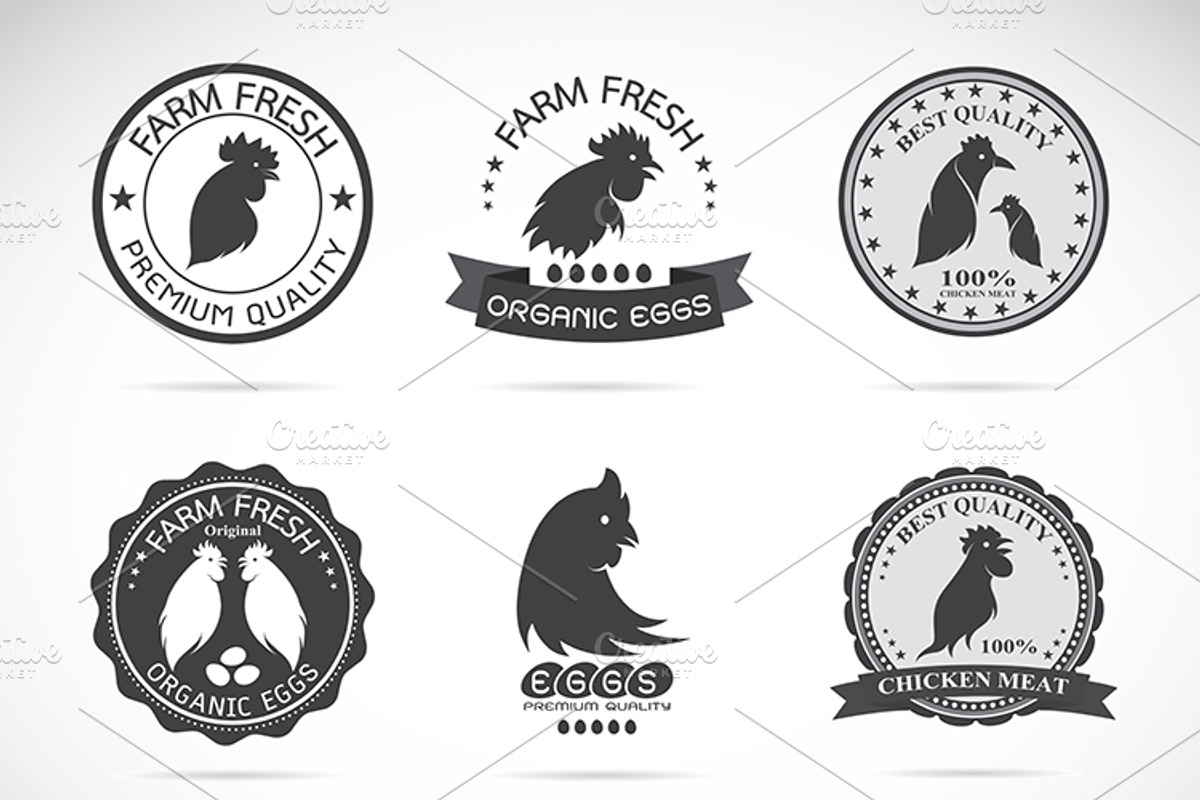 Chicken and eggs labels, an Icon by yod67